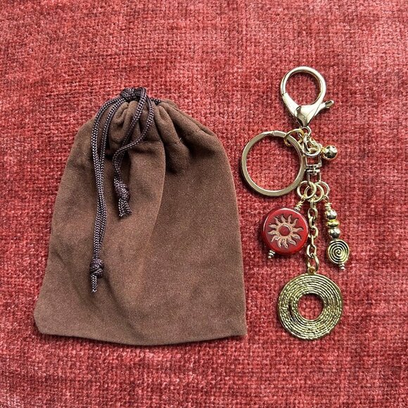 FLOATING RING PENDANT Bag Charm Gold Tone ⭕ - Picture 1 of 8